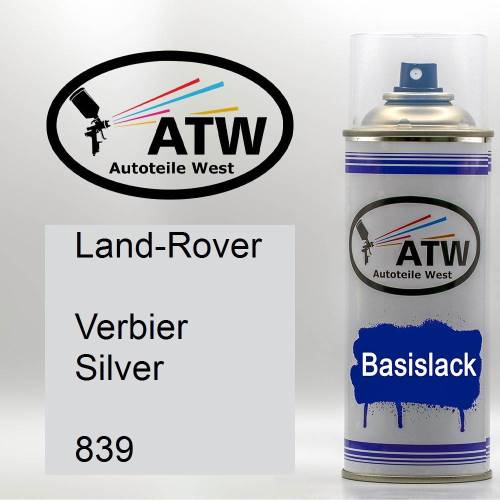 Land-Rover, Verbier Silver, 839: 400ml Sprühdose, von ATW Autoteile West.